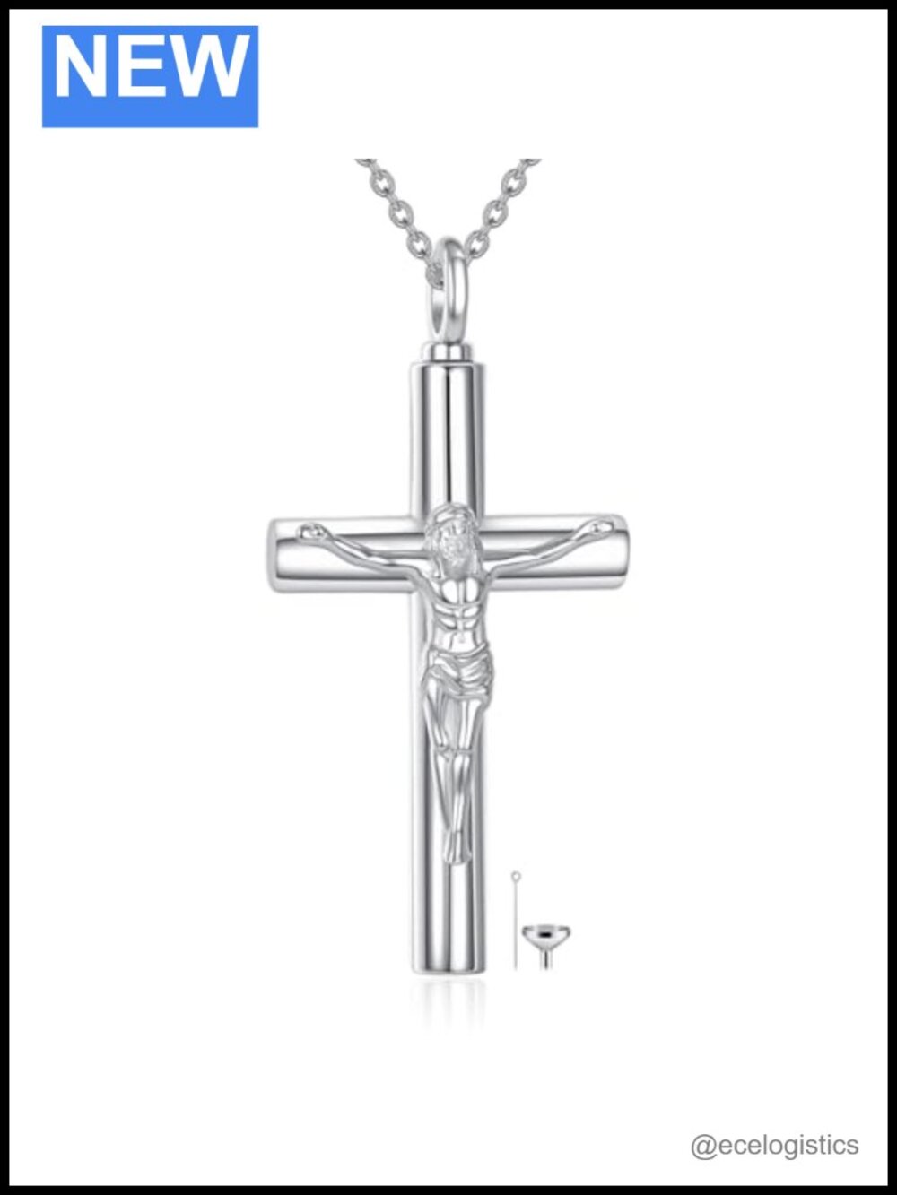 Sterling Silver Cross Urn Necklace Cremation Jewelry Ashes Memorial Keepsake